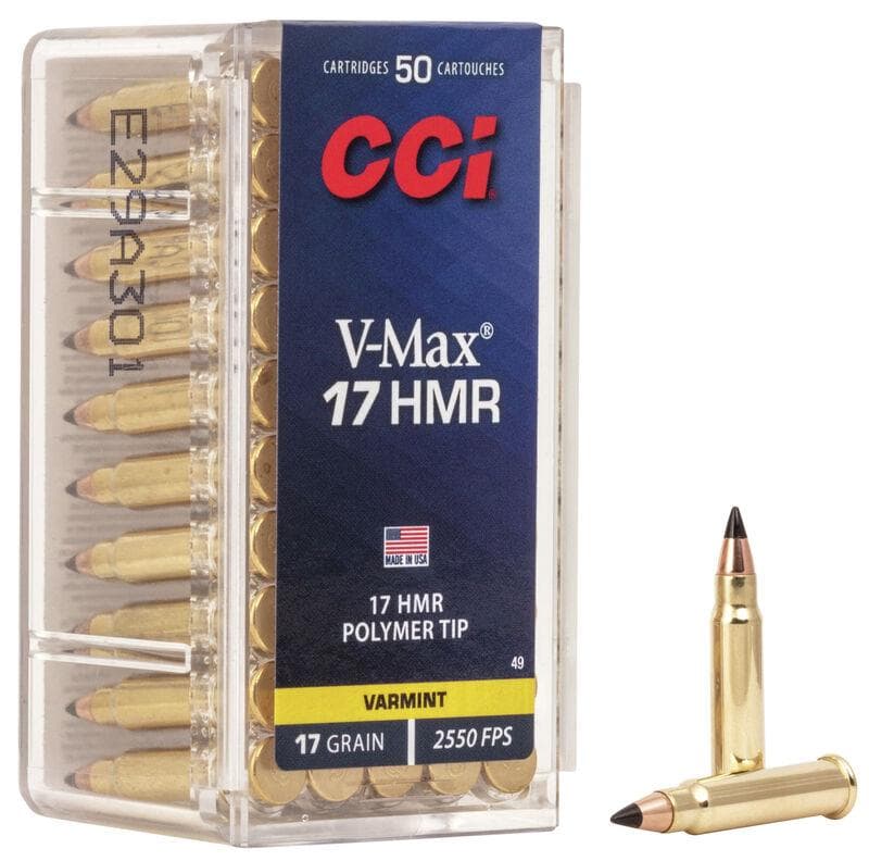 CCI Rimfire Ammunition .17 HMR 17 Gr Vmax 2550 FPS 2000/Ct Case (40-50/CT)