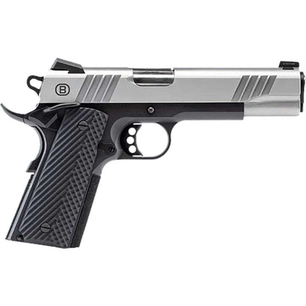 Bersa B1911 Handgun .45 ACP 8RD Magazine 5" Barrel Stainless Steel and Black with VZ Grips Night Sight