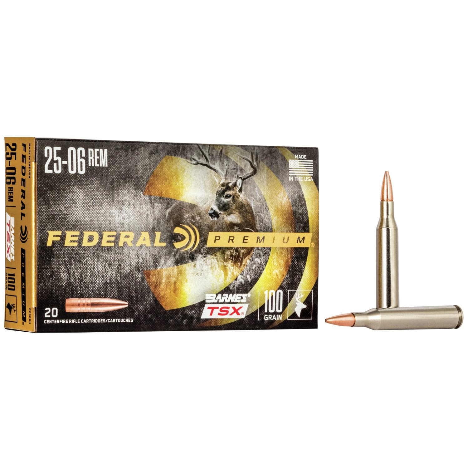 Federal Barnes TSX Rifle Ammunition 25-06 Rem 100GR HP 3210 FPS 20/Ct