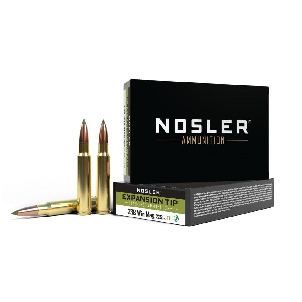 Nosler E-Tip Rifle Ammunition 338 Win MAG 225 Gr E-Tip 2750 FPS 20/Ct