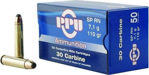 PPU Rifle Ammunition .30 Carbine 110 Gr SP 1990 FPS 50/Ct