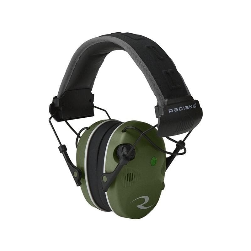 Radians Quad Mic Electronic Earmuff 3.5MM Stereo Jack 24NRR Military Green/Black