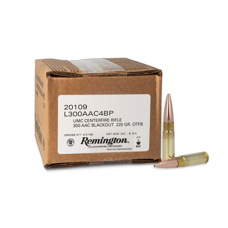 Remington UMC Loose Bulk Rifle Ammunition .300 AAC Blackout 220 Gr. FMJ 1015 FPS 200/Ct (Bulk Pack)