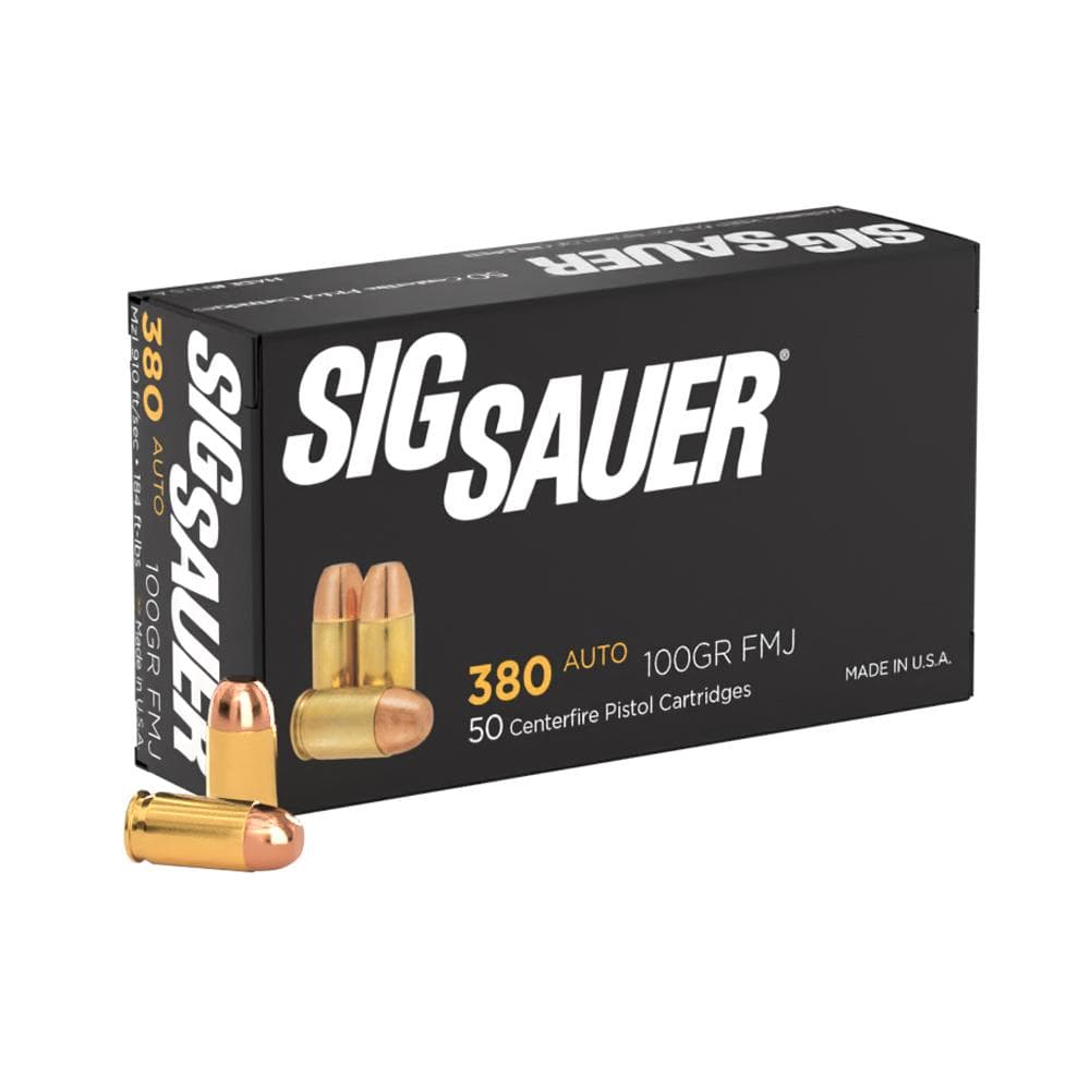 SIG Elite Performance Handgun Ammunition .380 ACP 100 Gr FMJ 910 FPS 50/Ct