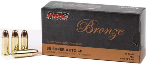 PMC Bronze Handgun Ammunition .38 Super +P 130 Gr. FMJ 1100 FPS 50/Ct