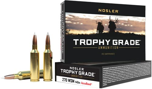 Nosler Accubond Trophy Grade Rifle Ammunition .270 WSM 140 Gr PT 3100 FPS 20/Ct