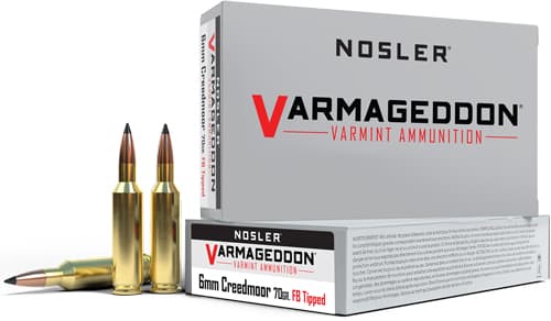 Nosler Varmageddon Rifle Ammunition 6MM Creedmoor 70GR FB Tipped 3550 FPS 20/Ct