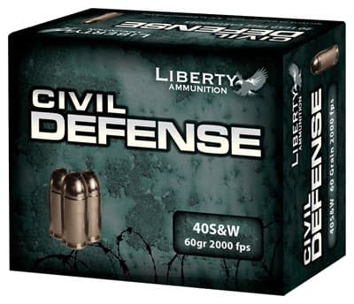 Liberty Civil Defense Handgun Ammunition .40 S&W 60 Gr SCHP 2000 FPS 20/Ct