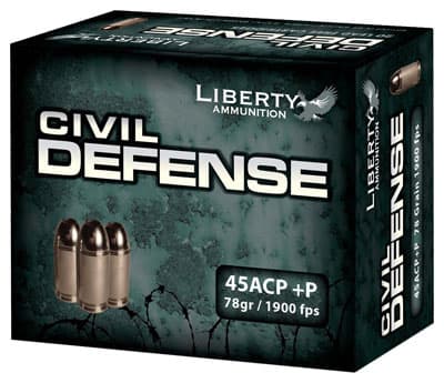 Liberty Civil Defense Handgun Ammunition .45 ACP (+P) 78 Gr 1900 FPS SCHP 20/Ct