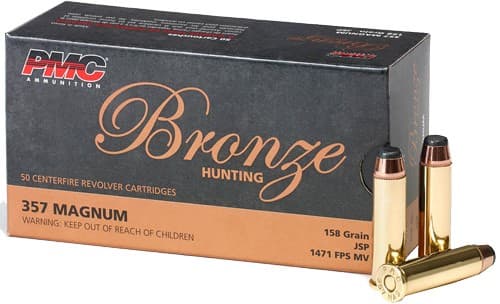 PMC Bronze Handgun Ammunition .357 MAG 158 Gr JSP 1471 FPS 50/Ct
