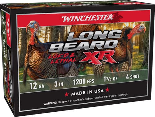 Winchester Long Beard XR Shotshells 12GA 3" 1-3/4 Oz #4 1200 FPS 10/Ct