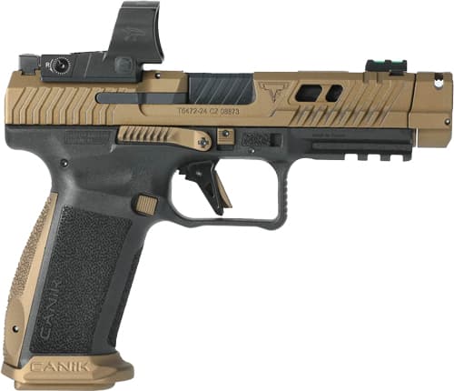 Canik TTI Combat Handgun 9MM Luger 18RD Magazines (2) 4.6" Barrel Black and Bronze with Mecanik M03 Optic